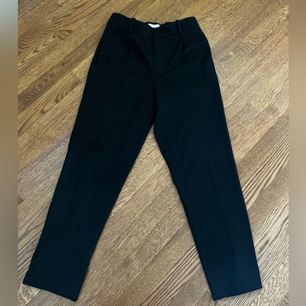 VINCE Wool Blend Pull On Pants Black Cozy Pleated Minimalist Neutral Luxury‎ XS